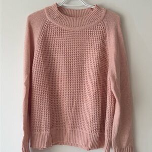 A.L.C. Waffle-Knit Crewneck Sweater in Dusty Pink